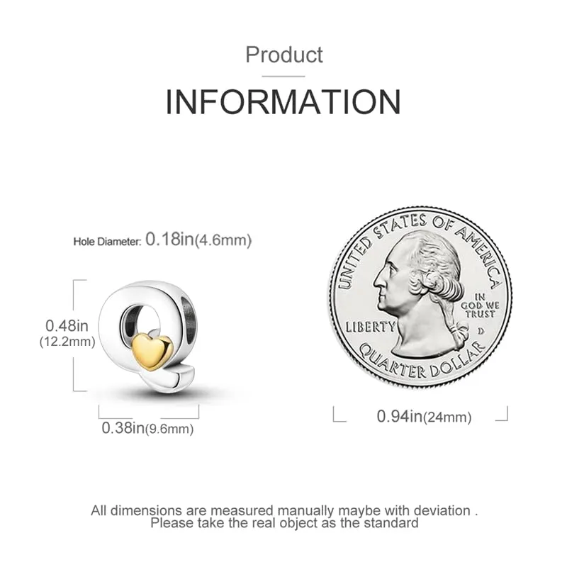 XWN Lettera Bead Charm Alfabeto in Argento Sterling 925 con Cubic Zirconia, compatibile con Pandora e Braccialetti Europei - immagine 4