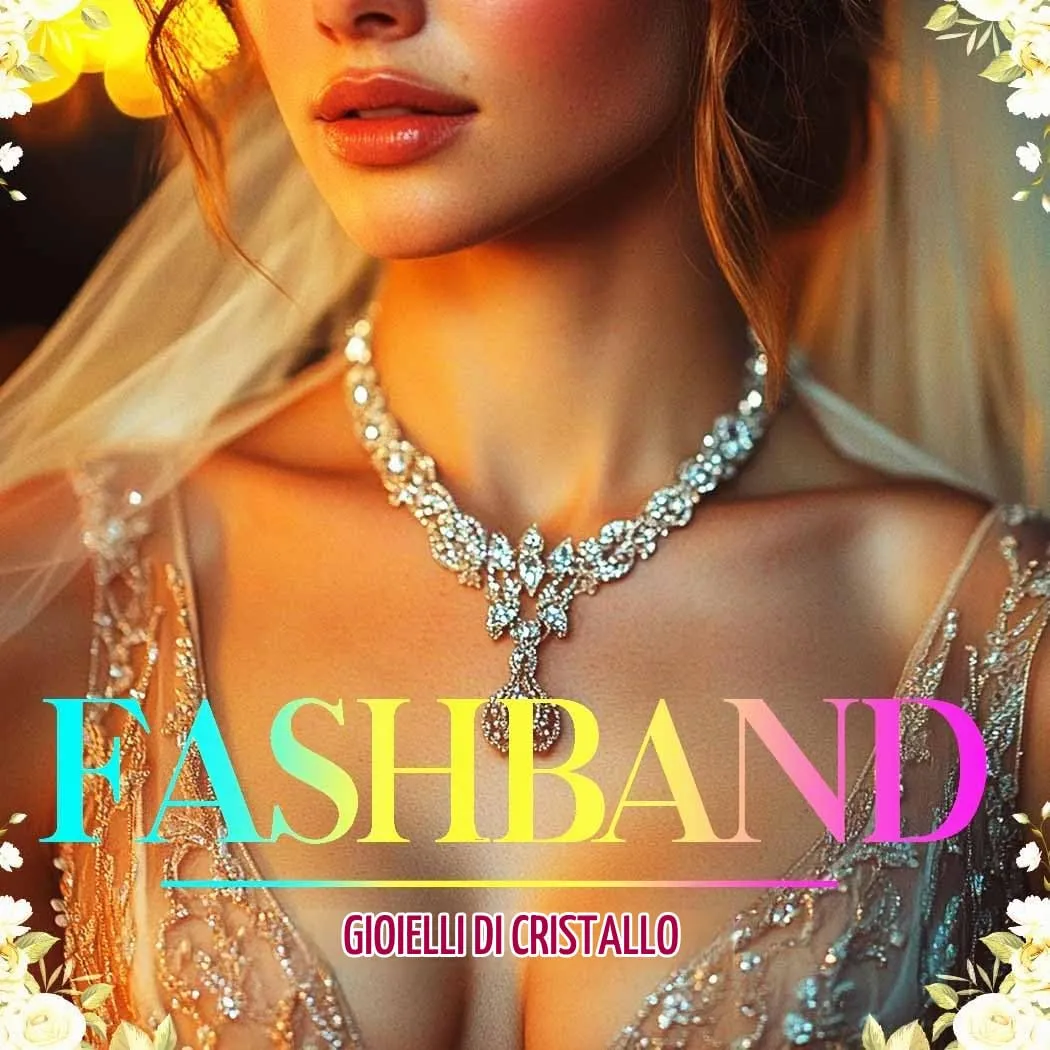 Fashband Set di Gioielli da Sposa con Cristalli e Strass Argento, Collana e Orecchini, Misura Unica - immagine 8
