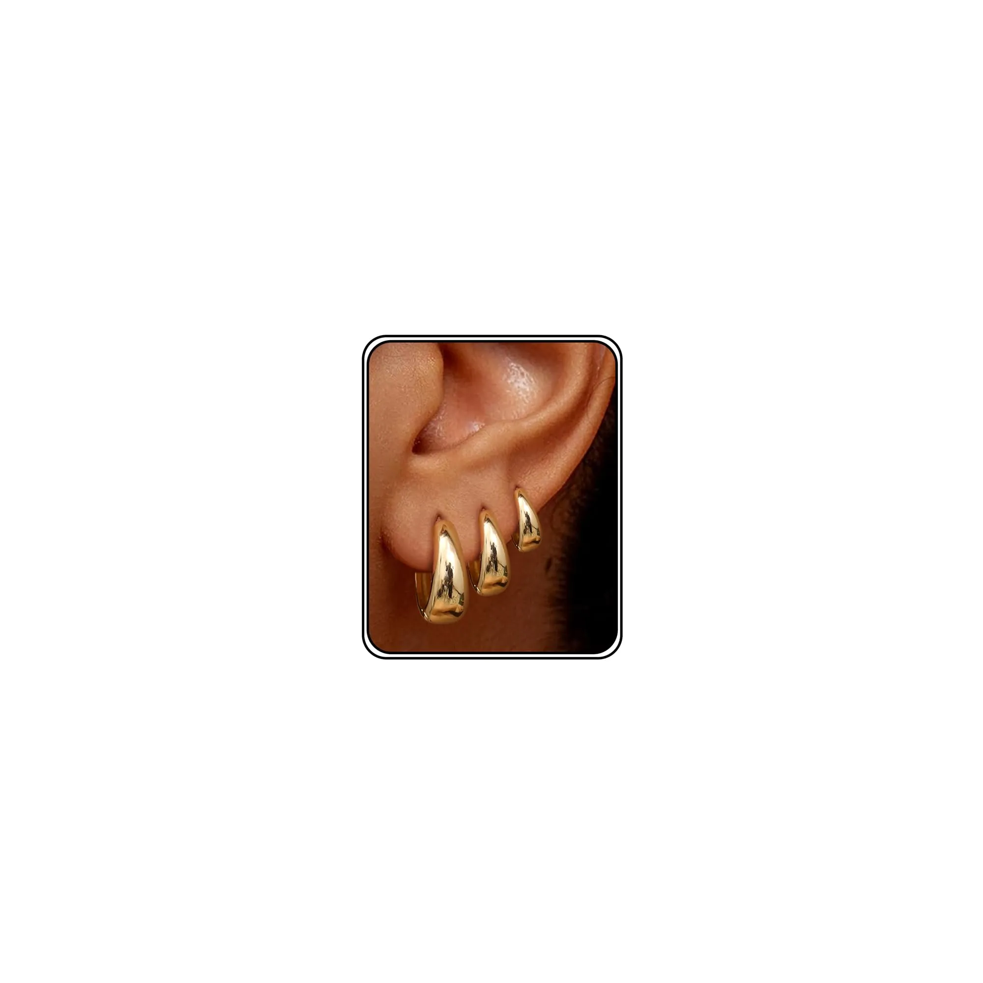 Chriscoco Orecchini a Cerchio Donna in Oro 14K Ipoallergenici, 7mm/10mm/12mm - immagine 1