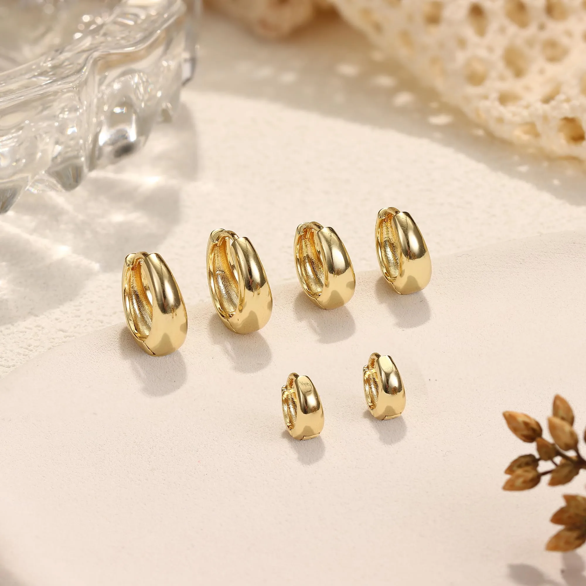 Chriscoco Orecchini a Cerchio Donna in Oro 14K Ipoallergenici, 7mm/10mm/12mm - immagine 7