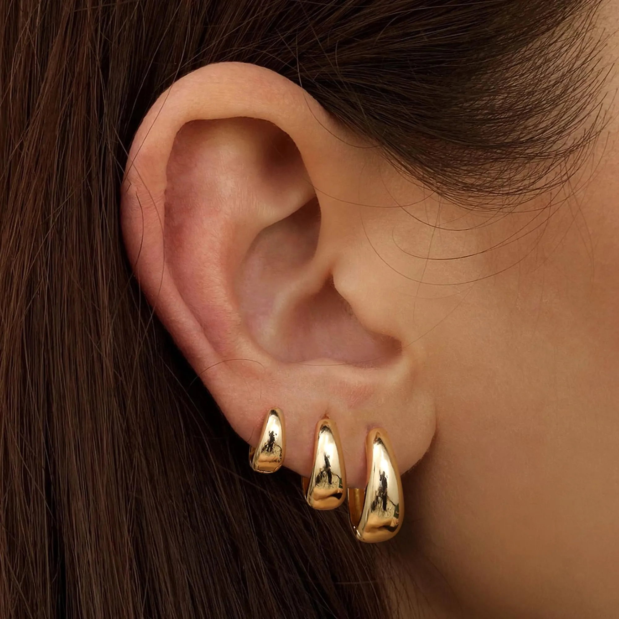Chriscoco Orecchini a Cerchio Donna in Oro 14K Ipoallergenici, 7mm/10mm/12mm - immagine 8