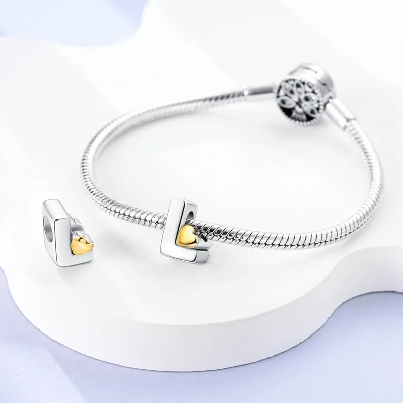 XWN Lettera Bead Charm Alfabeto in Argento Sterling 925 con Cubic Zirconia per Braccialetti e Collane Europee - immagine 2