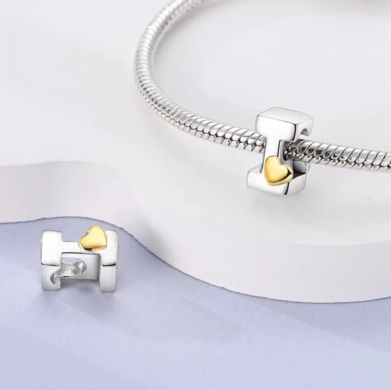 XWN Lettera Bead Charm Alfabeto in Argento Sterling 925 con Cubic Zirconia per Braccialetti Pandora e Collane Europee - immagine 3