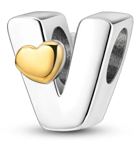 XWN Lettera Bead Charm Alfabeto in Argento Sterling 925 con Cubic Zirconia per Braccialetti e Collane Europee - immagine 1