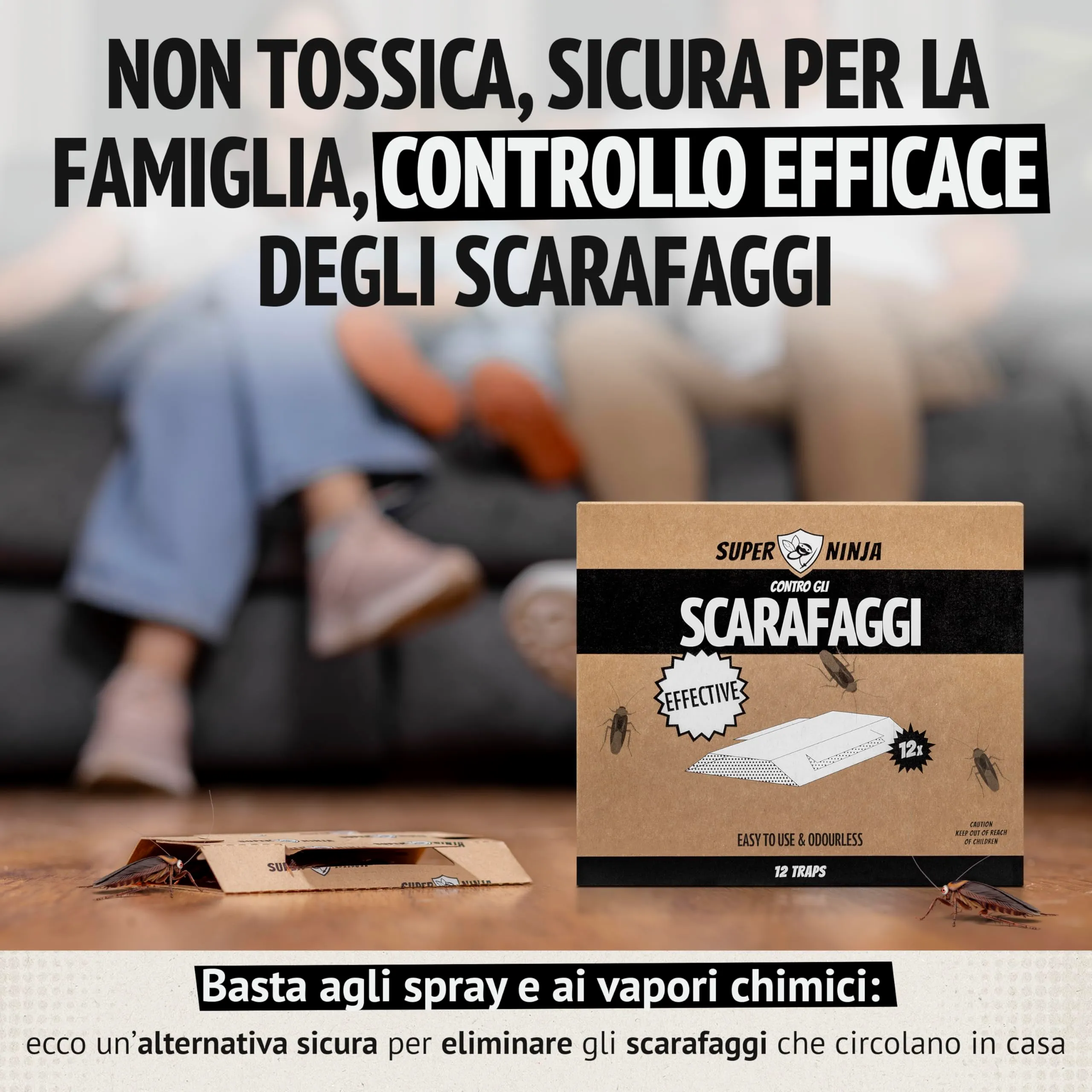 Super Ninja Trappole per Scarafaggi e Blatte da Interno, 12 Pezzi - immagine 4