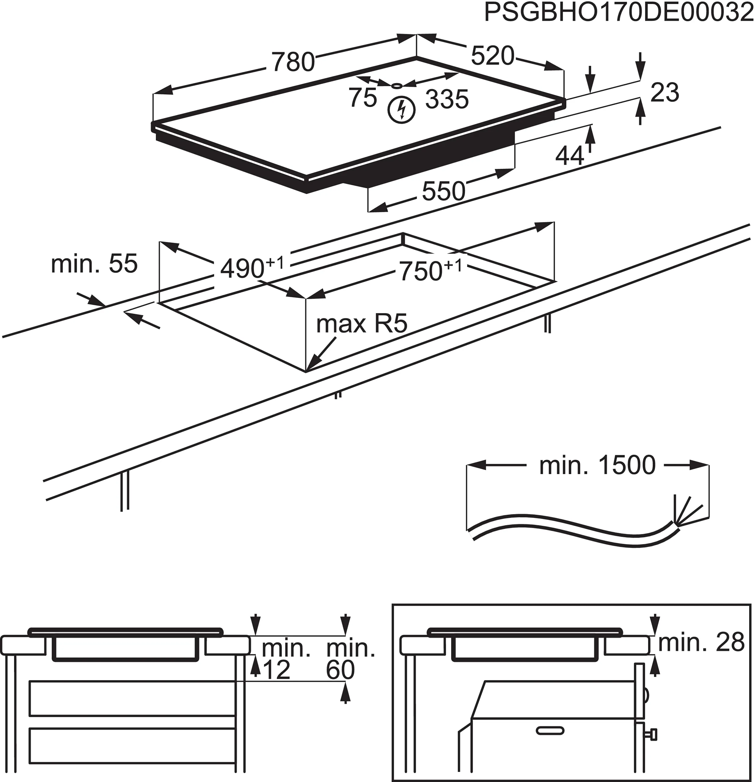 Electrolux Serie 600 Piano Cottura a Induzione 4 Fuochi LIL83443 Bridge 80 cm, Nero - immagine 7
