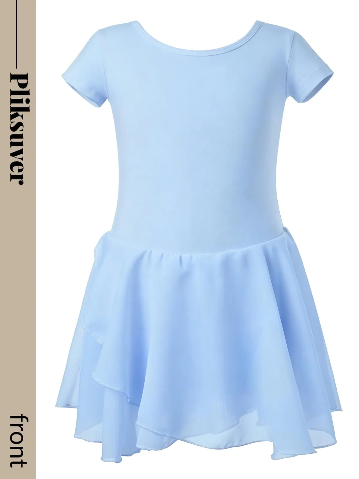 PLIKSUVER Abito da danza da bambina in cotone e chiffon, Blu, 140 - immagine 4