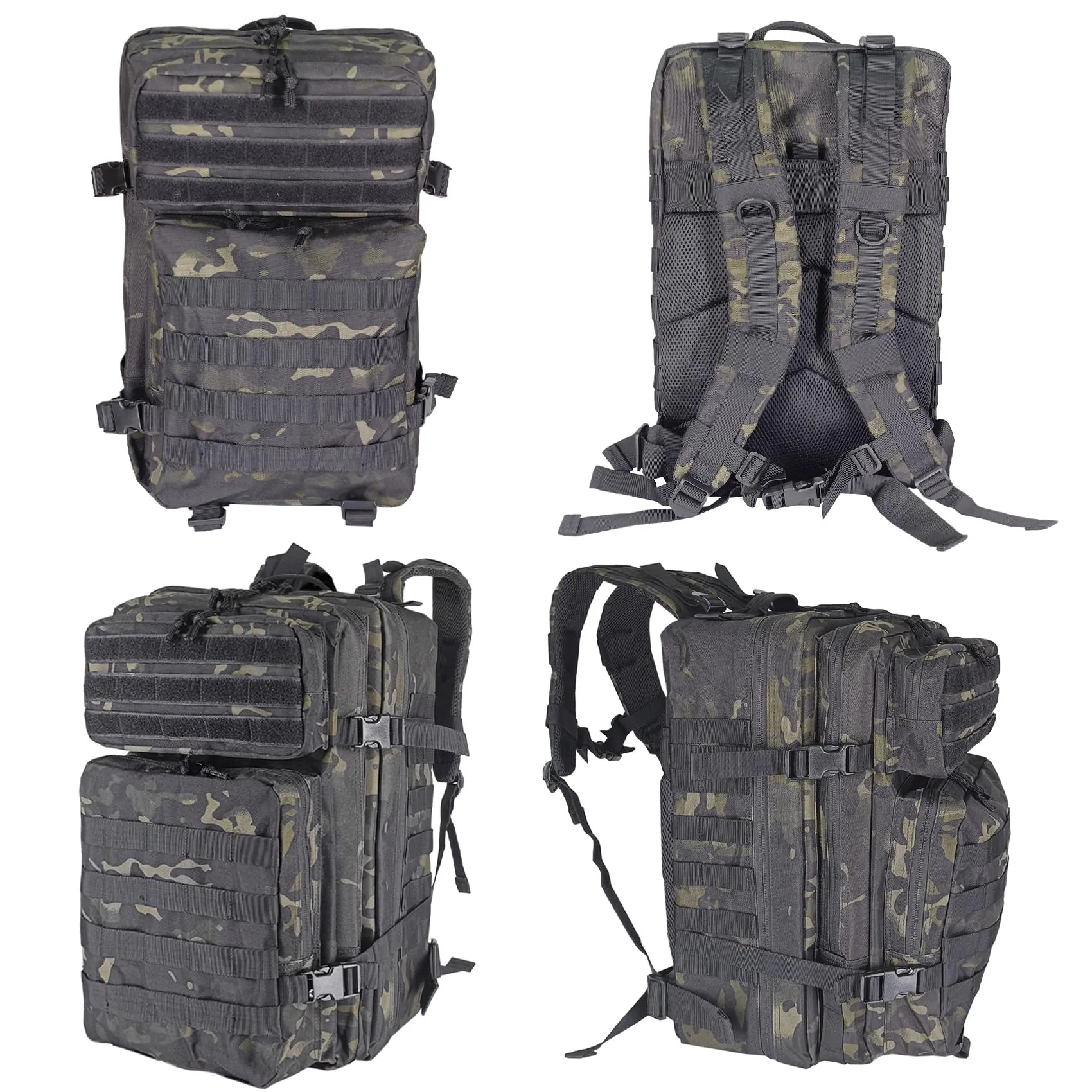 Oreunik Zaino Militare Tattico 45L Impermeabile con Sistema Molle - Mimetico Nero - immagine 5