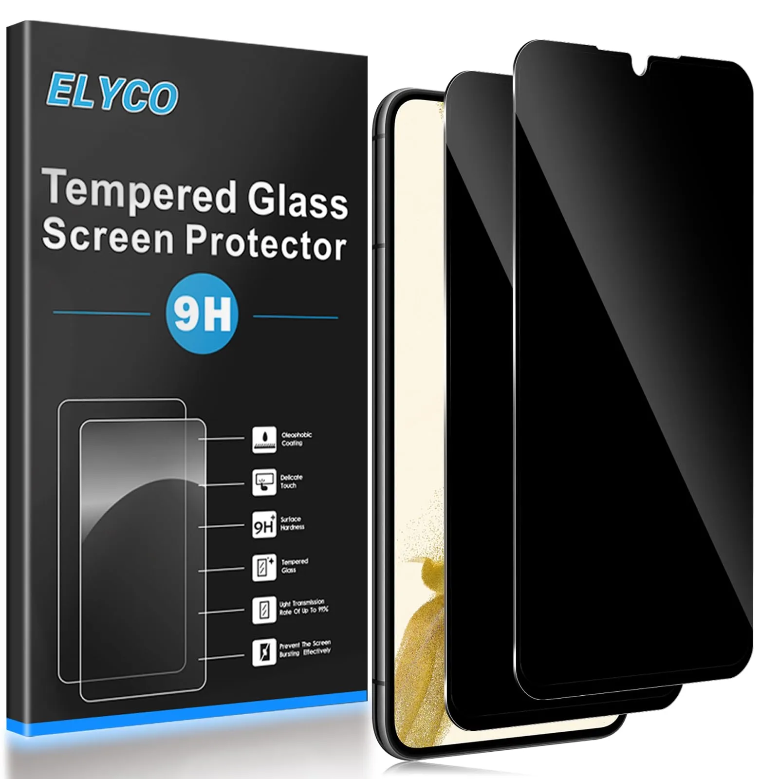 ELYCO Vetro Temperato Privacy per Samsung Galaxy S22 5G, 2 Pezzi - immagine 1