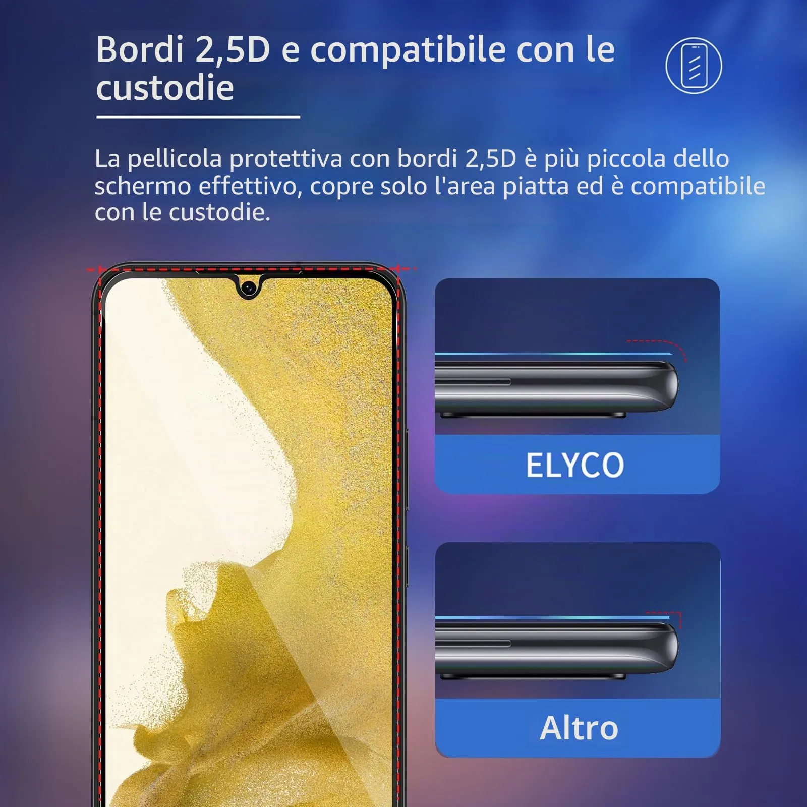 ELYCO Vetro Temperato Privacy per Samsung Galaxy S22 5G, 2 Pezzi - immagine 7