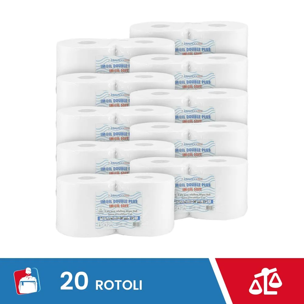 Imballaggi 2000 Rotoloni Asciugatutto, 20 Rotoli x 800 Strappi, 23h x 25.5ø cm, Carta Cucina Goffrata per Uso Domestico e Industriale - immagine 2