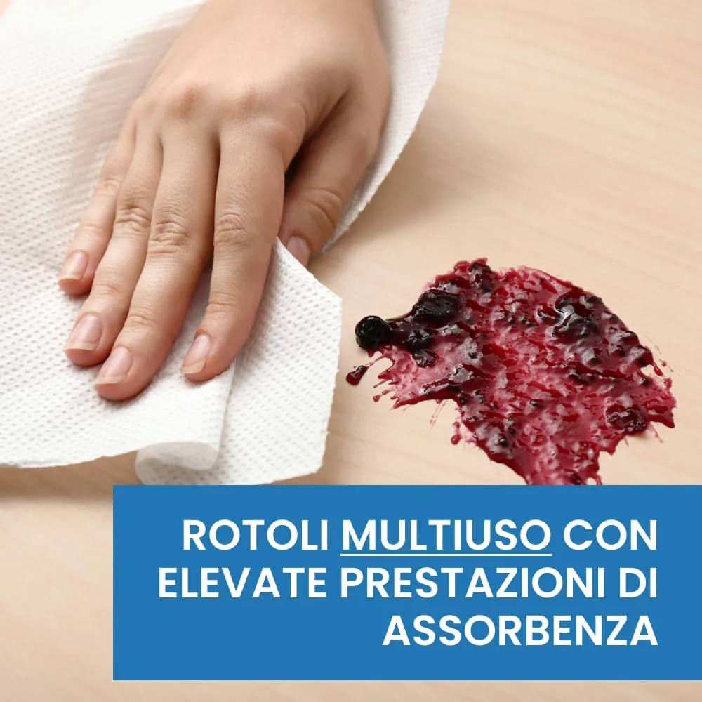 Imballaggi 2000 Rotoloni Asciugatutto, 20 Rotoli x 800 Strappi, 23h x 25.5ø cm, Carta Cucina Goffrata per Uso Domestico e Industriale - immagine 6