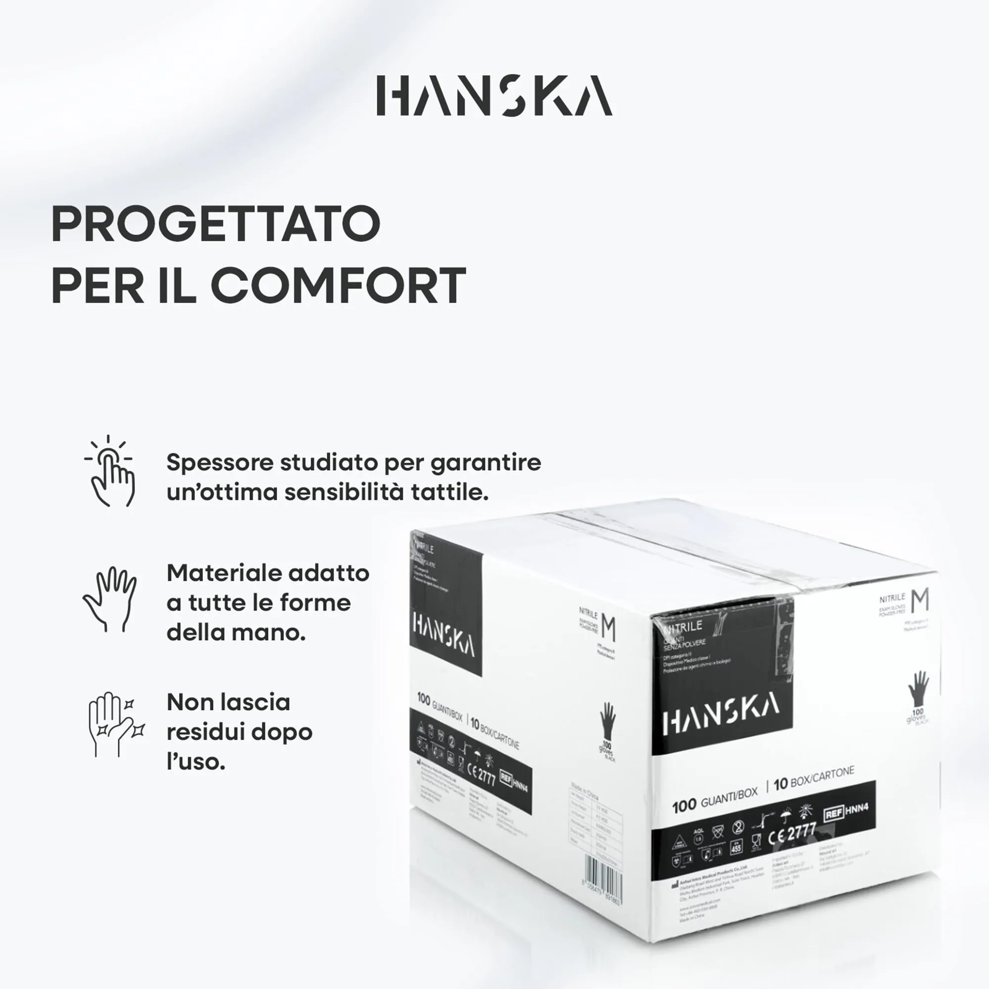 HANSKA Guanti Monouso in Nitrile Neri, Senza Polvere, Ambidestri, Non Sterili, Taglia M, 1000 pezzi - immagine 6