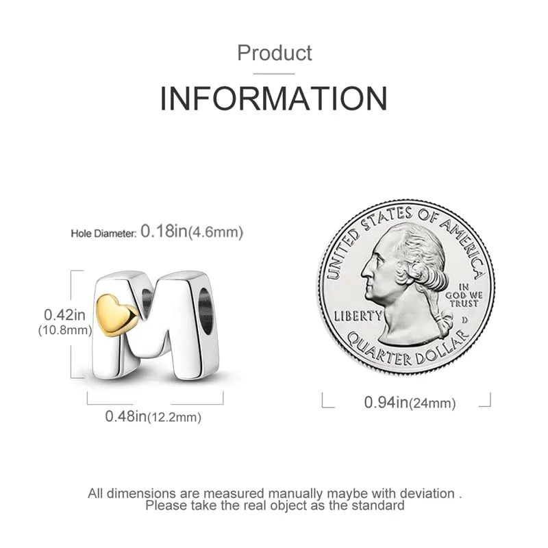 XWN Lettera Bead Charm Alfabeto in Argento Sterling 925 con Cubic Zirconia per Braccialetti e Collane Europei - immagine 4