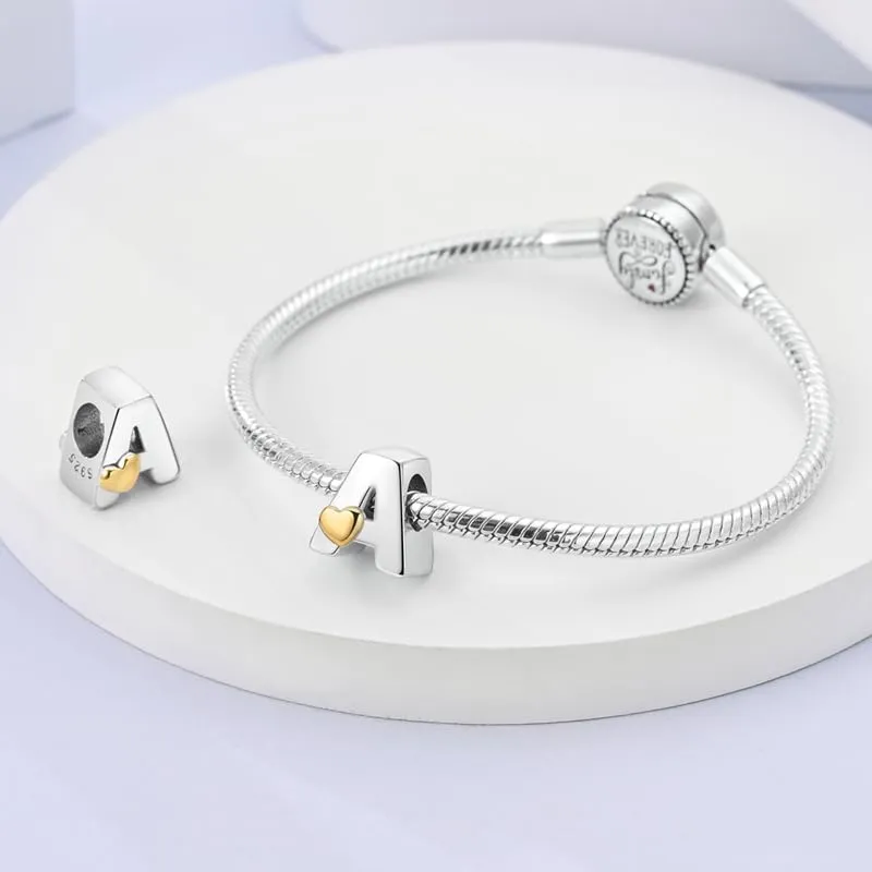 XWN Lettera Bead Charm Alfabeto in Argento Sterling 925 con Cubic Zirconia per Braccialetti e Collane European style - immagine 2