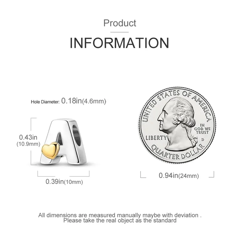 XWN Lettera Bead Charm Alfabeto in Argento Sterling 925 con Cubic Zirconia per Braccialetti e Collane European style - immagine 4