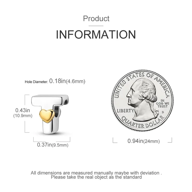 XWN Lettera Bead Charm in Argento Sterling 925 con Cubic Zirconia per Braccialetti e Collane Pandora e Europei - immagine 4