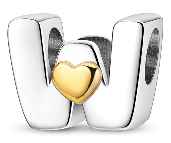 XWN Lettera Bead Charm Alfabeto in Argento Sterling 925 con Cubic Zirconia per Braccialetti Pandora e Collane Europee - immagine 1