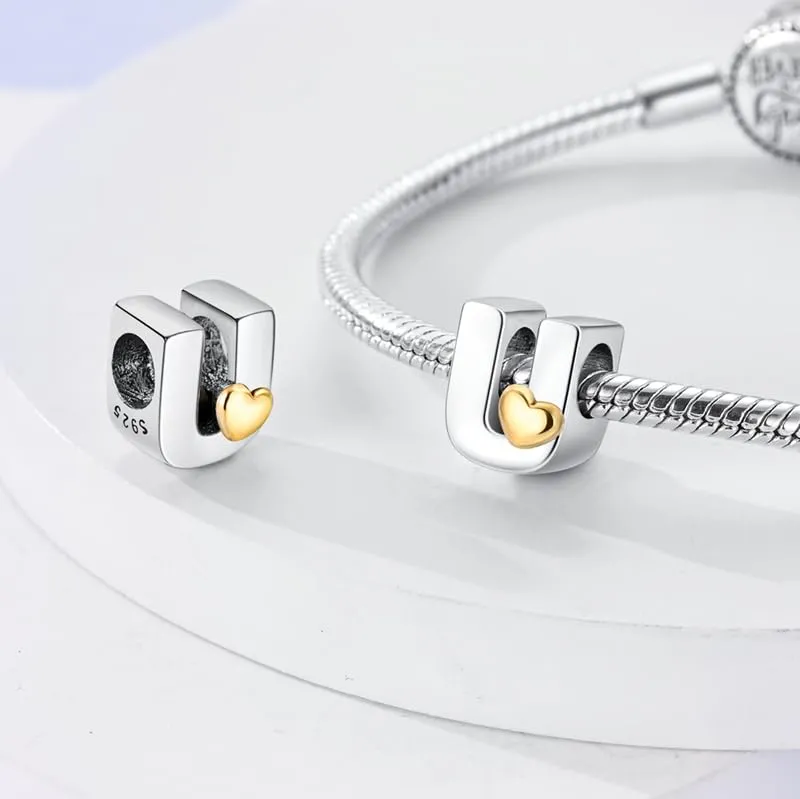 XWN Lettera Bead Charm Alfabeto Argento Sterling 925 con Cubic Zirconia per Braccialetti e Collane Europee - immagine 3