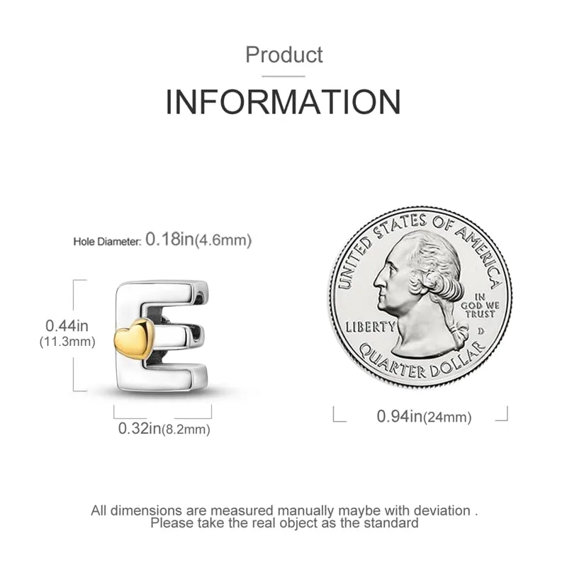 XWN Lettera Bead Charm Alfabeto in Argento Sterling 925 con Cubic Zirconia per Bracciali e Collane Europei - immagine 4