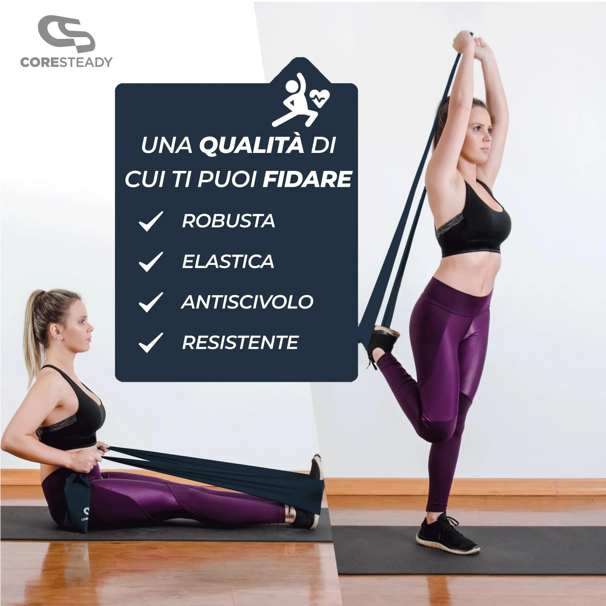 Coresteady Elastici Fitness - Set di 5 Livelli di Resistenza, 1.3 Metri - immagine 4