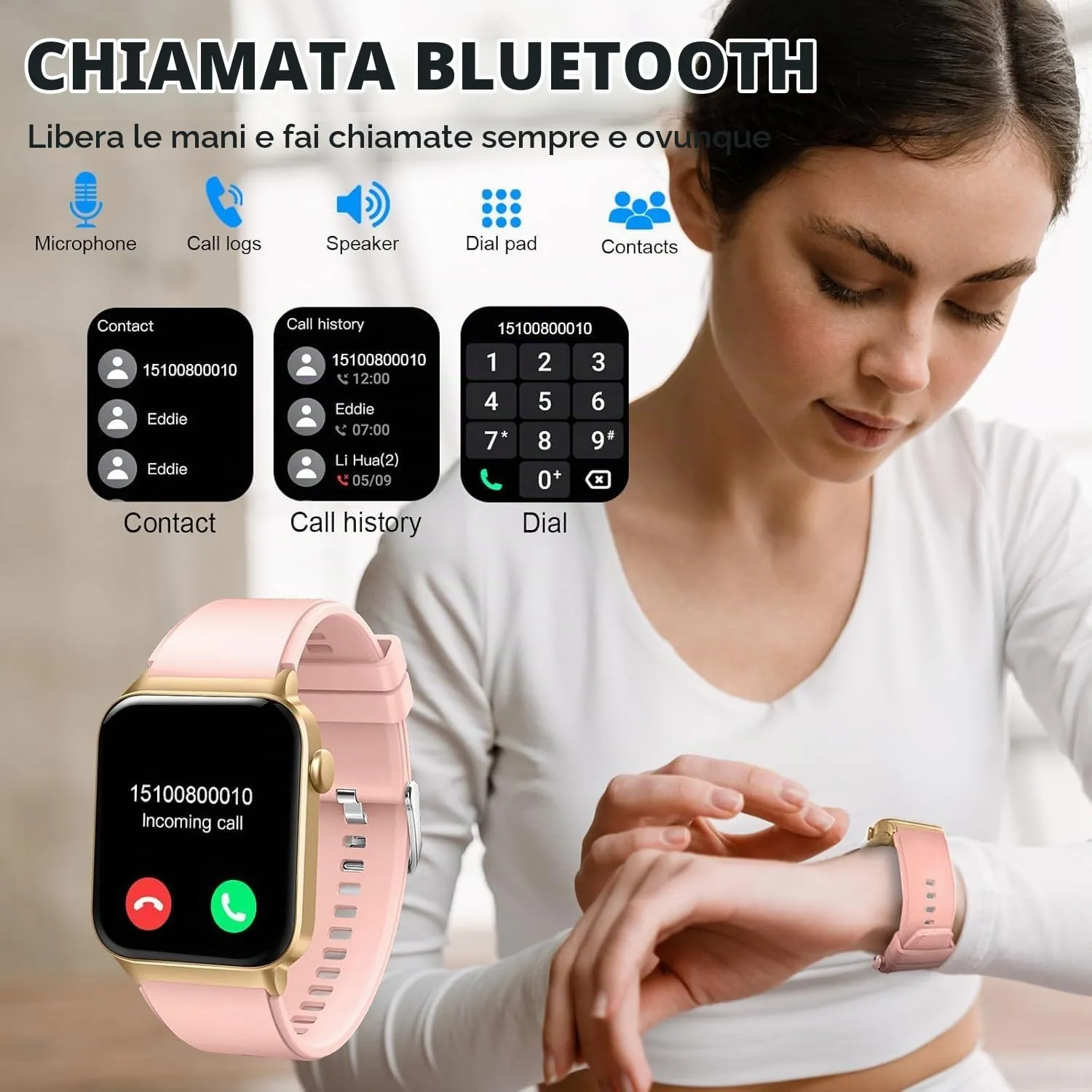 Matast Smartwatch Uomo Donna, Schermo 1.91", 110+ Modalità Sport, IP68 Impermeabile, SpO2, Monitor Sonno, Frequenza Cardiaca - immagine 2