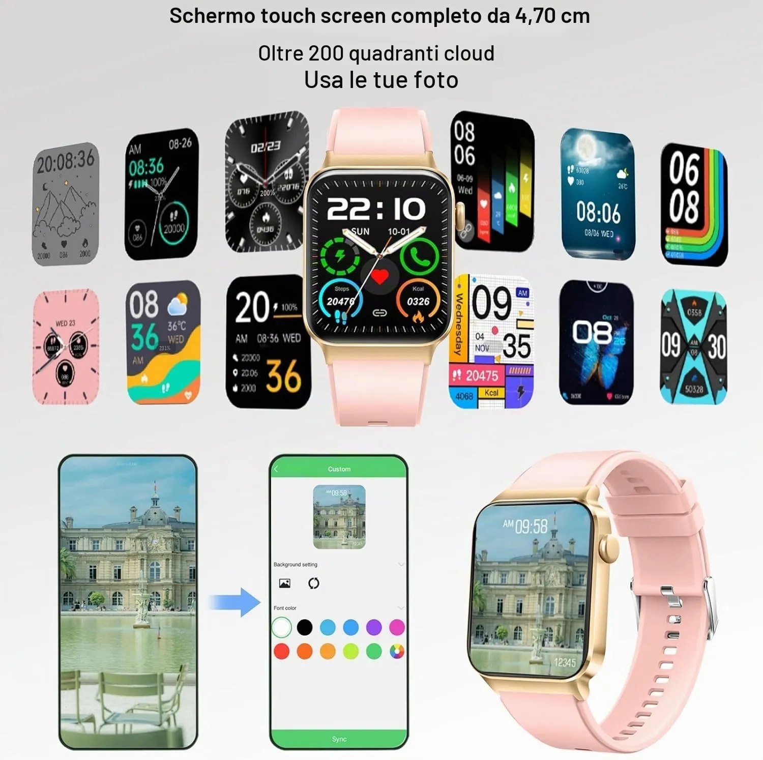 Matast Smartwatch Uomo Donna, Schermo 1.91", 110+ Modalità Sport, IP68 Impermeabile, SpO2, Monitor Sonno, Frequenza Cardiaca - immagine 4