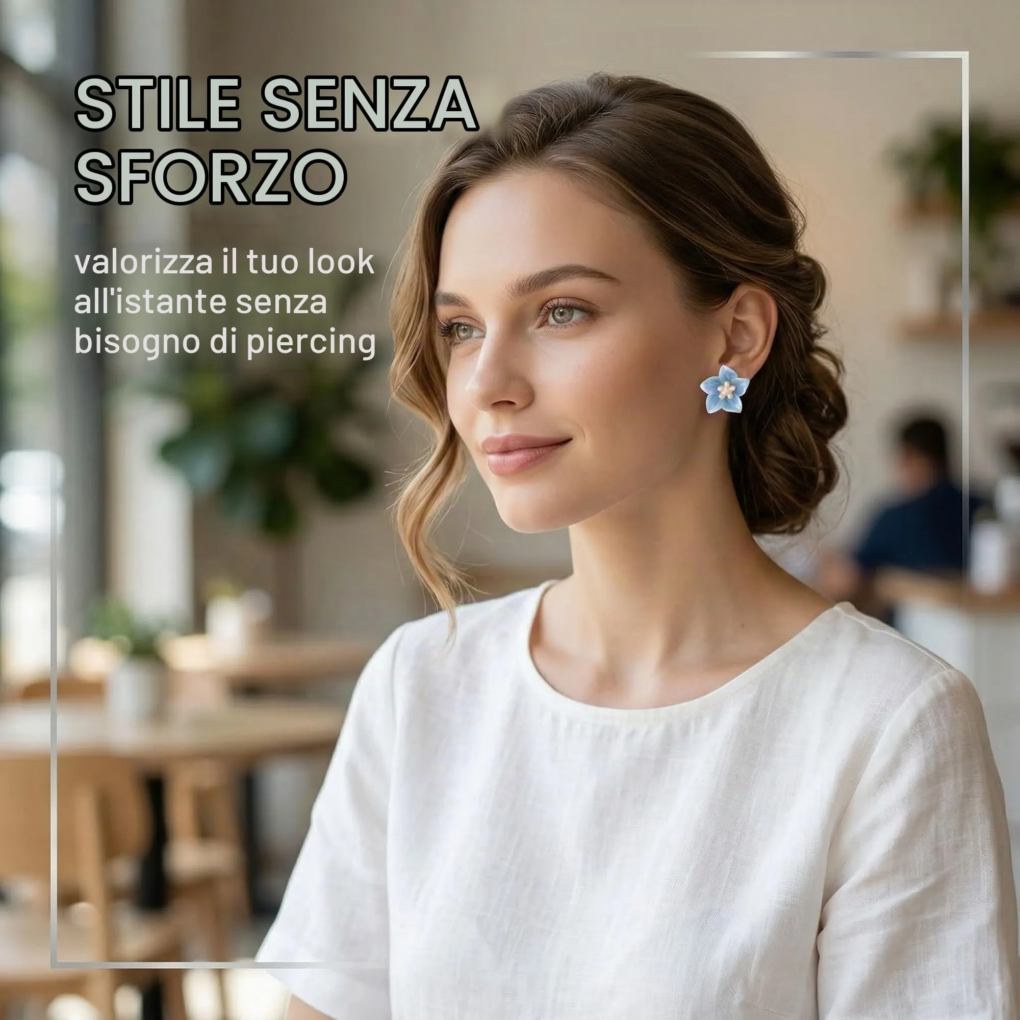 IBXWMNG 5 Paia di Orecchini Magnetici Donna Design Floreale in Resina senza Buco - immagine 2