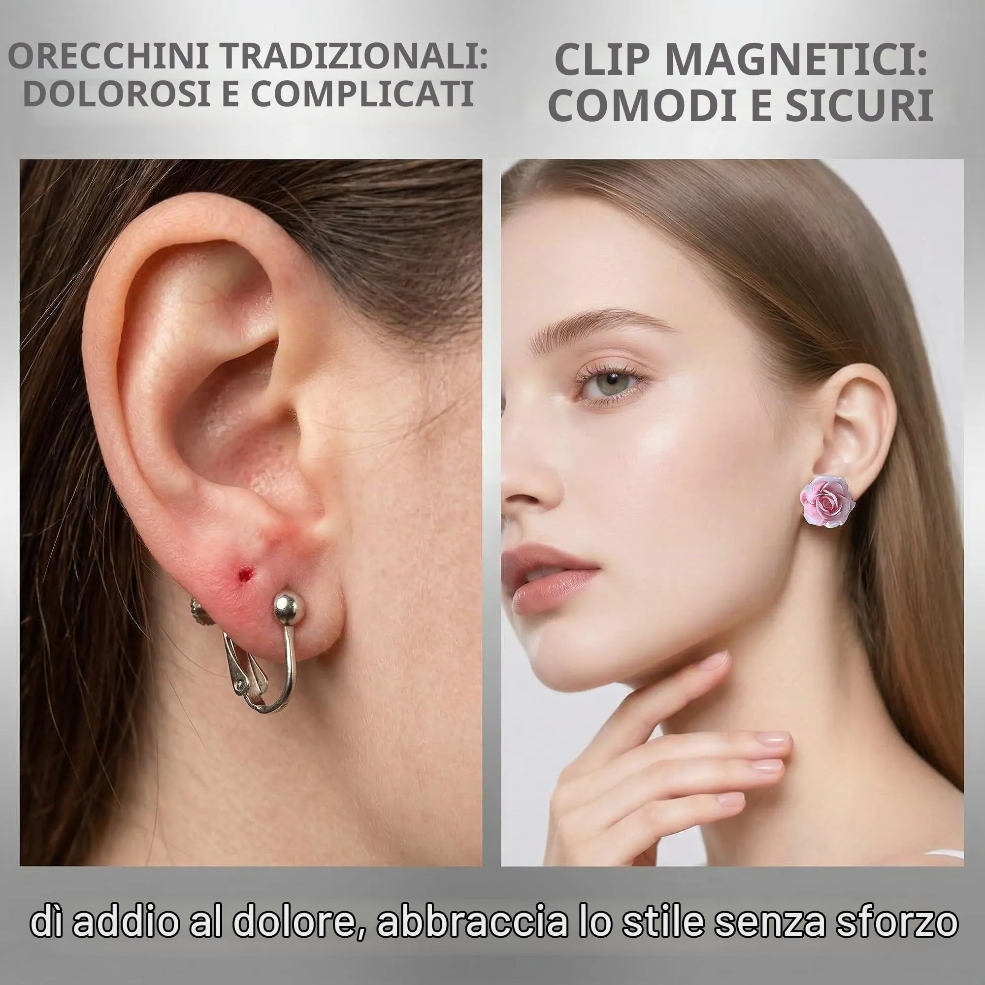 IBXWMNG 5 Paia di Orecchini Magnetici Donna Design Floreale in Resina senza Buco - immagine 5