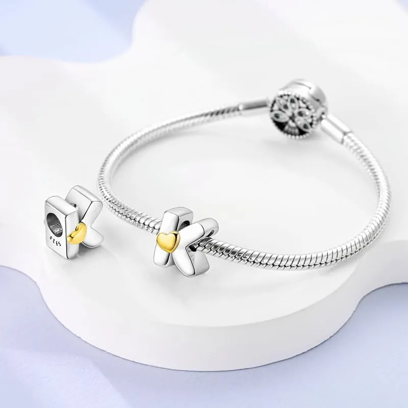 XWN Lettera Bead Charm Alfabeto in Argento Sterling 925 con Cubic Zirconia, Compatibile con Braccialetti Pandora e Collane Europee - immagine 2