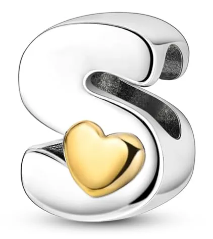 XWN Lettera Bead Charm Alfabeto in Argento Sterling 925 con Cubic Zirconia per Braccialetti e Collane europei - immagine 1