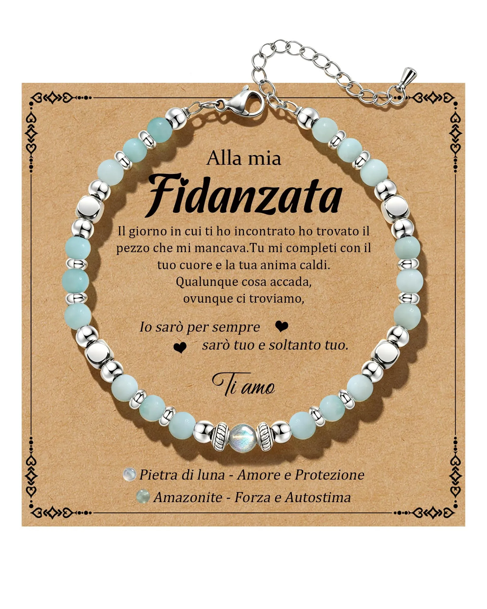 Cheerslife Bracciale Donna in Pietra di Luna e Amazonite - immagine 1