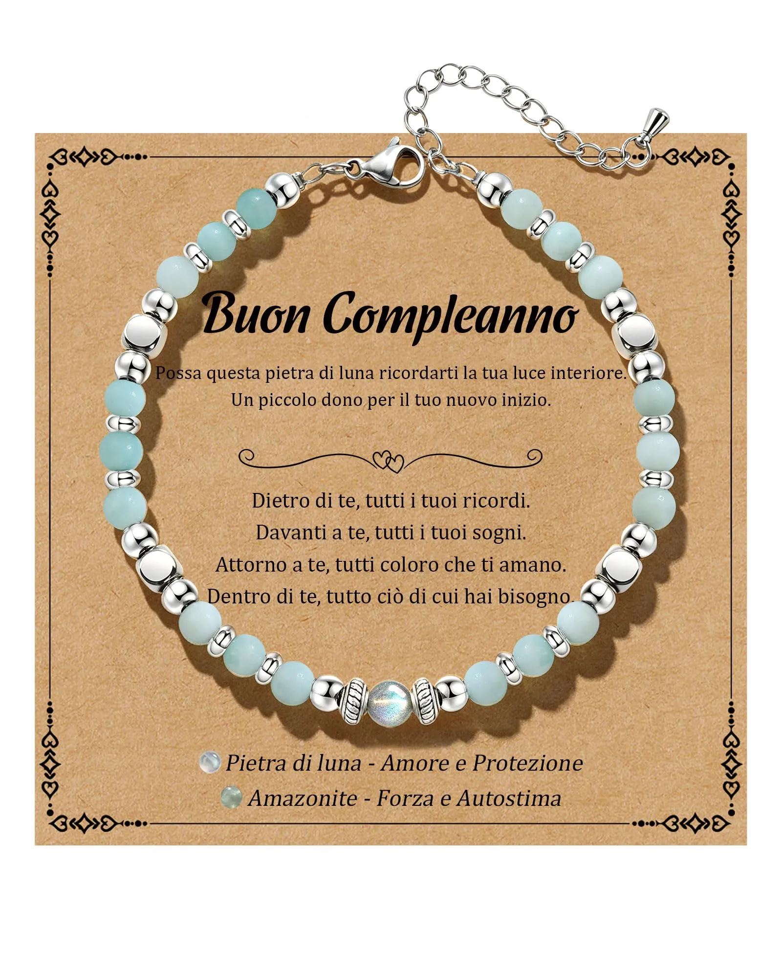 Cheerslife Bracciale in Pietra di Luna e Amazonite per Ragazza - immagine 1