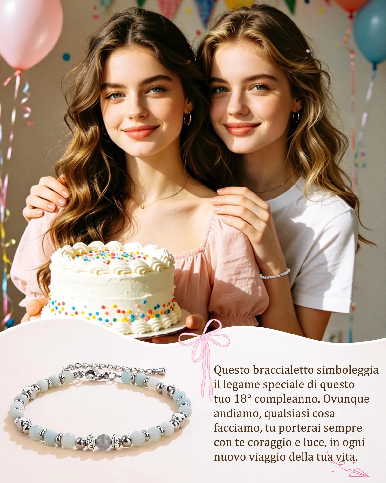 Cheerslife Bracciale in Pietra di Luna e Amazonite per Ragazza - immagine 2