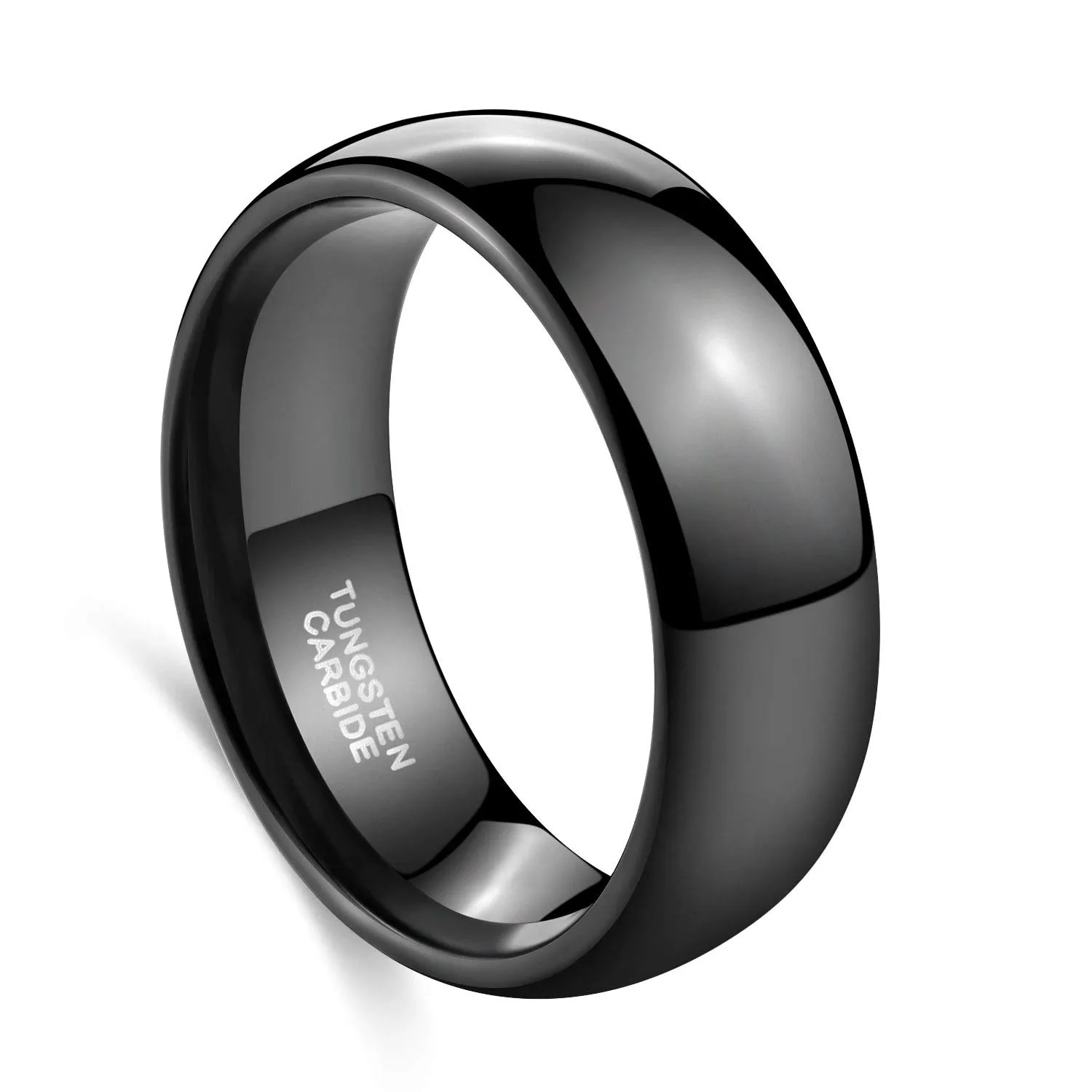 Zakk Anello in tungsteno nero lucido, 8mm, 51 (16.2) - immagine 2
