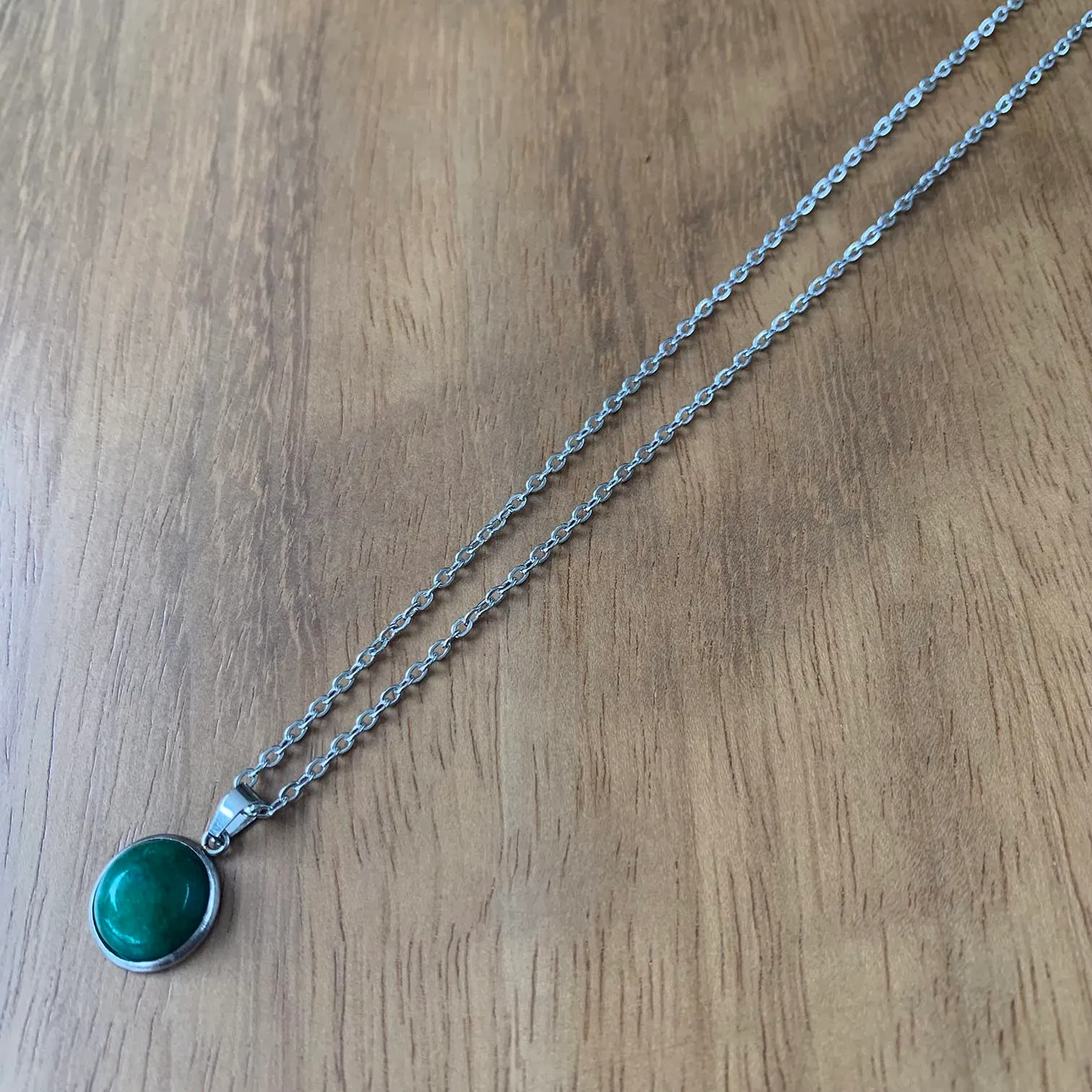 ASTER ALHELÍ Collana Donna in Acciaio Inox Argentato con Ciondolo in Pietra Naturale Giada Verde - immagine 4