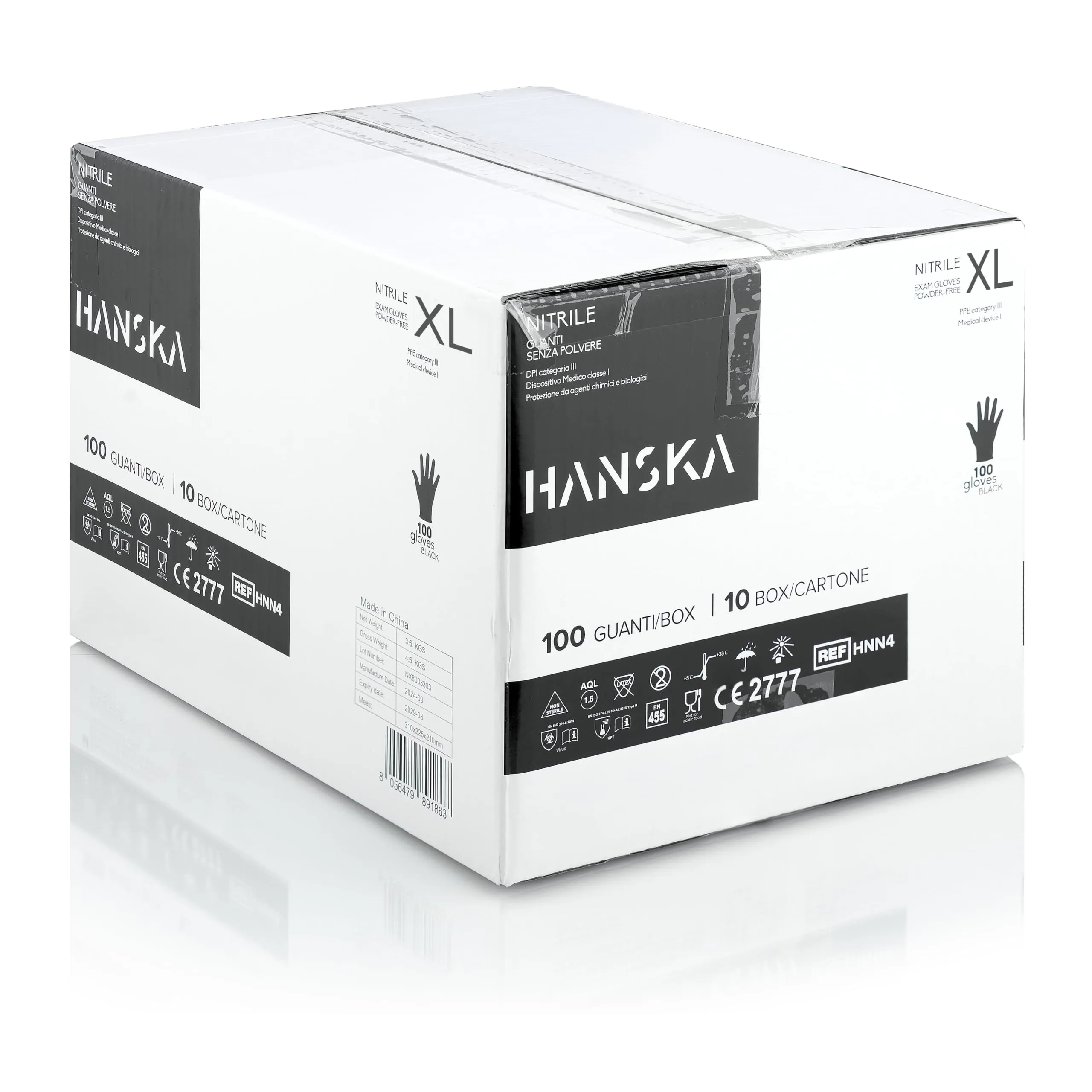HANSKA Guanti Monouso in Nitrile Neri, Senza Polvere, XL (1000 pezzi) - immagine 1