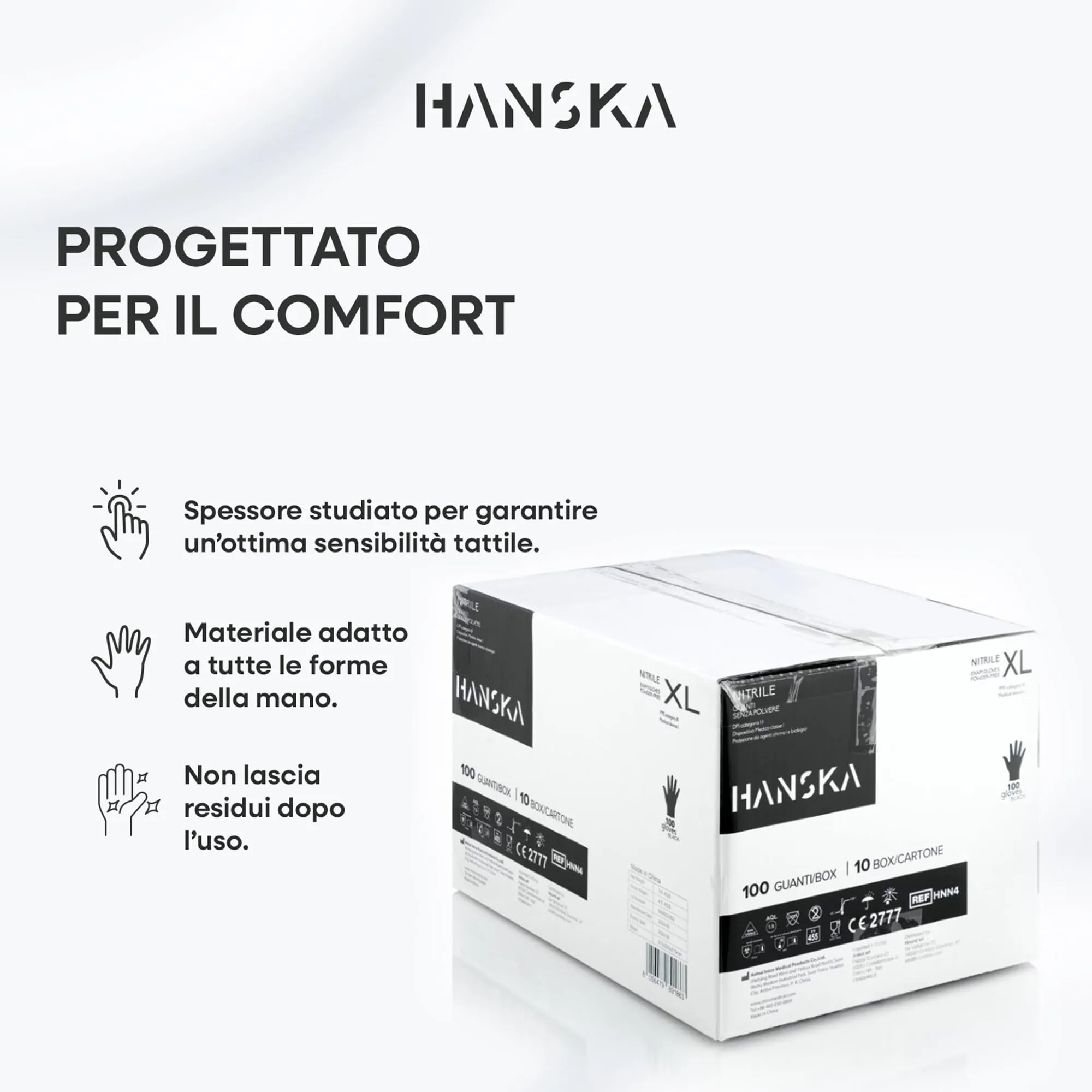 HANSKA Guanti Monouso in Nitrile Neri, Senza Polvere, XL (1000 pezzi) - immagine 6