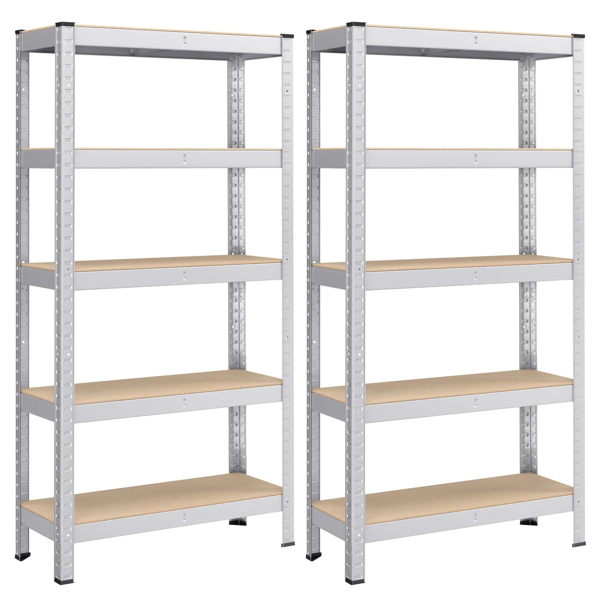 SONGMICS Set di 2 Scaffali in Metallo a 5 Ripiani Regolabili, 30 x 75 x 150 cm, Argento GLR030E02 - immagine 1