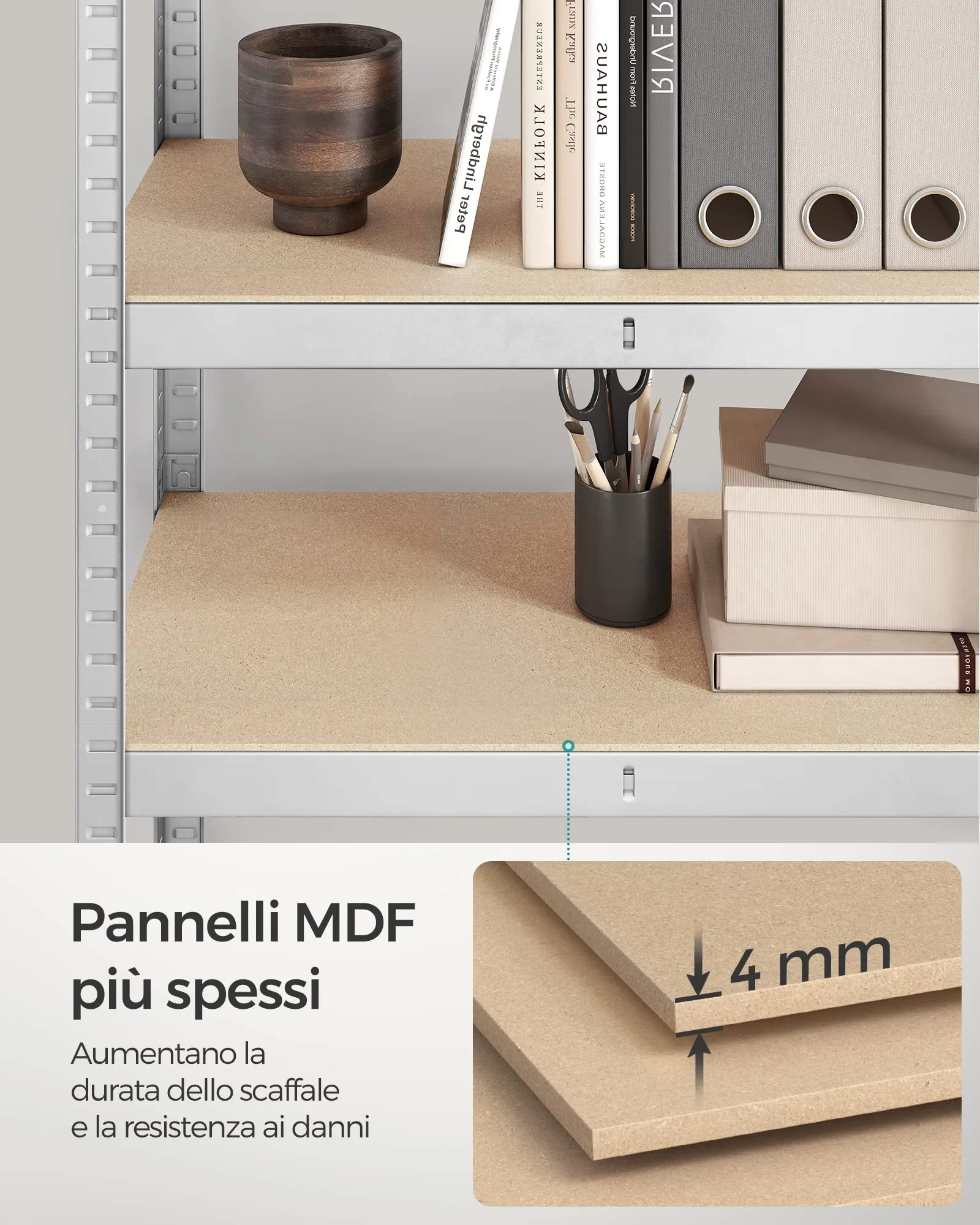 SONGMICS Set di 2 Scaffali in Metallo a 5 Ripiani Regolabili, 30 x 75 x 150 cm, Argento GLR030E02 - immagine 8