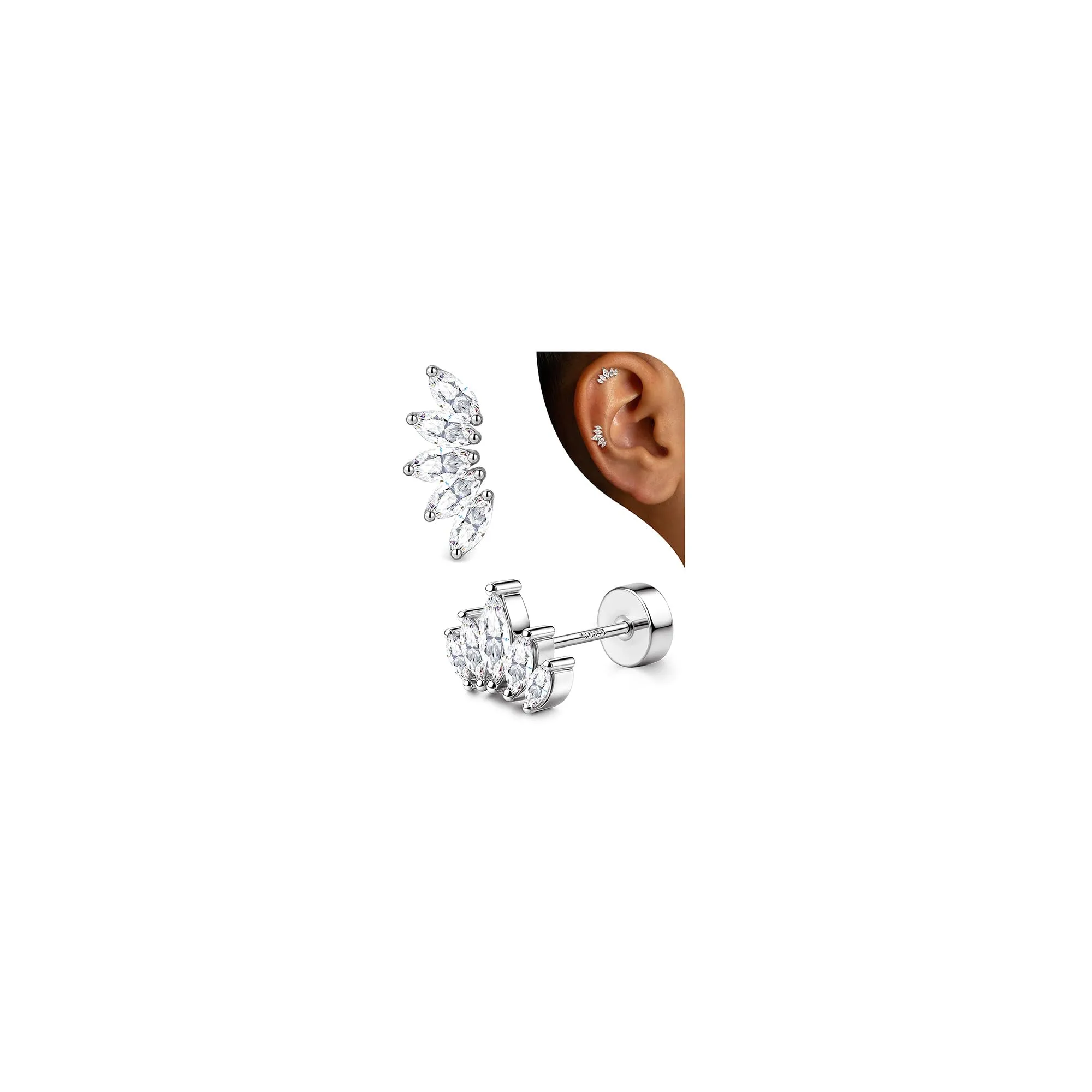 Adramata Orecchini in Argento 925 per Donna Piercing Helix - immagine 1