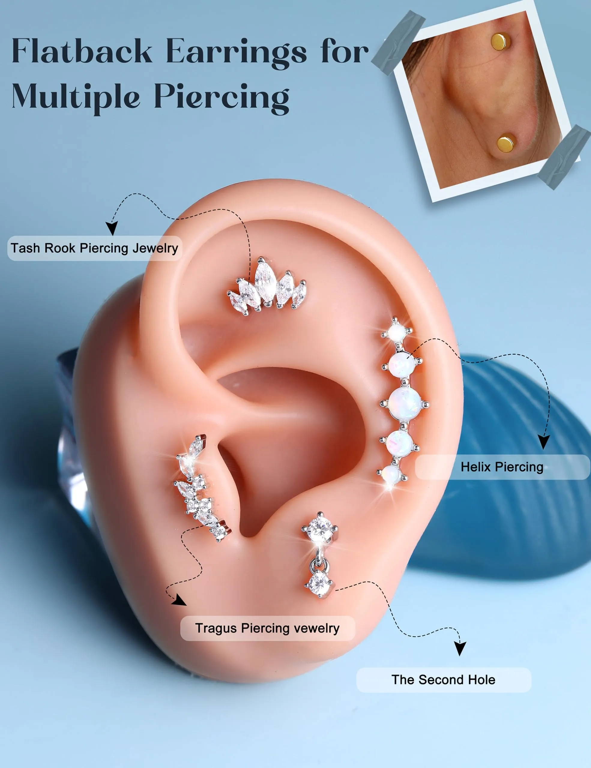 Adramata Orecchini in Argento 925 per Donna Piercing Helix - immagine 6