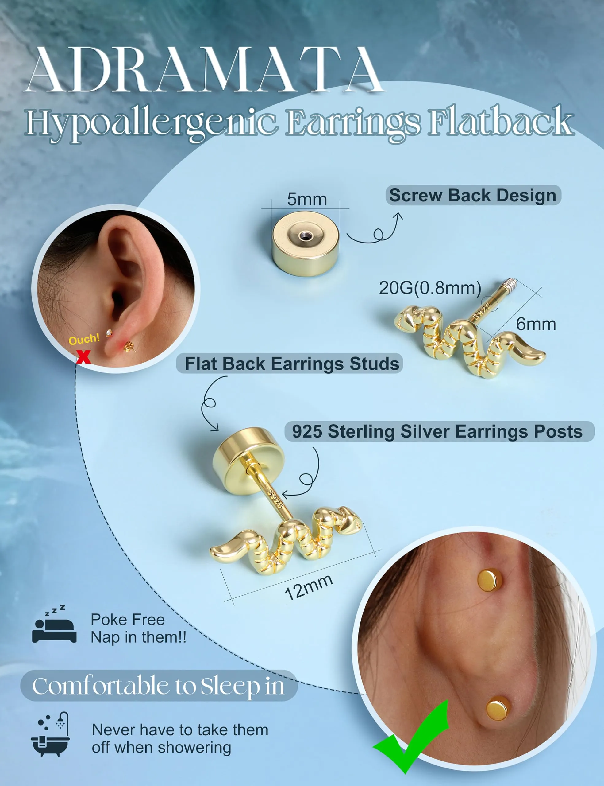 Adramata Orecchini in Argento 925 per Donna, Piercing Helix - immagine 3