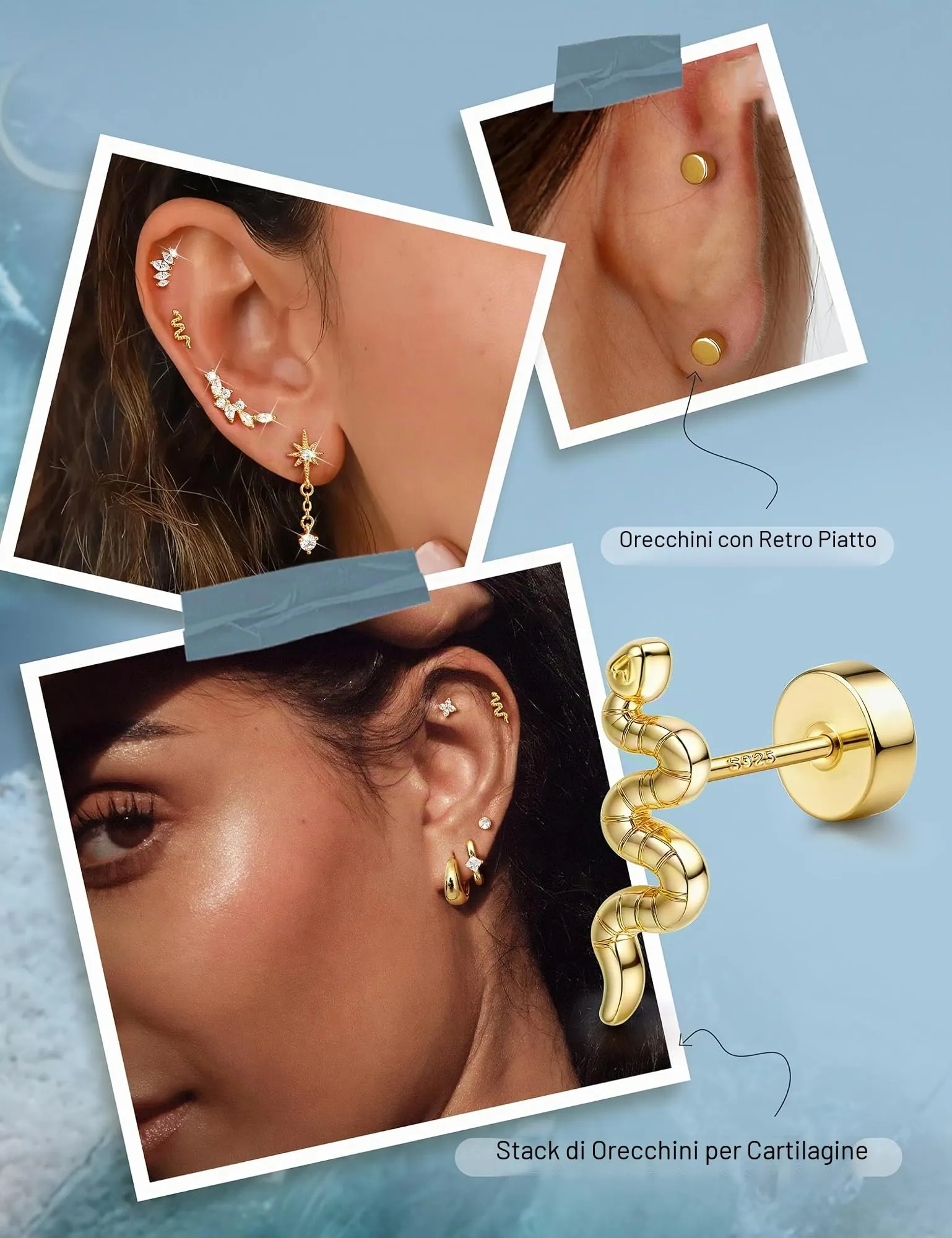 Adramata Orecchini in Argento 925 per Donna, Piercing Helix - immagine 4