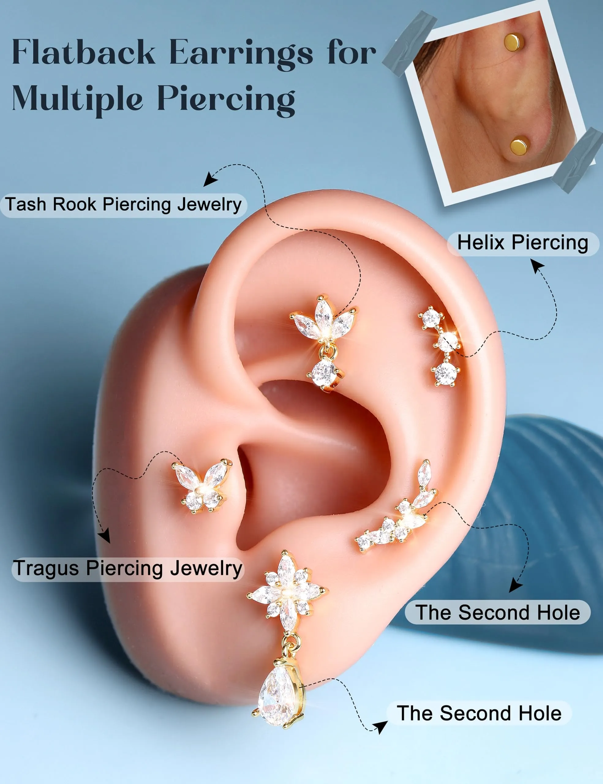 Adramata Orecchini in Argento 925 per Donna, Piercing Helix - immagine 6