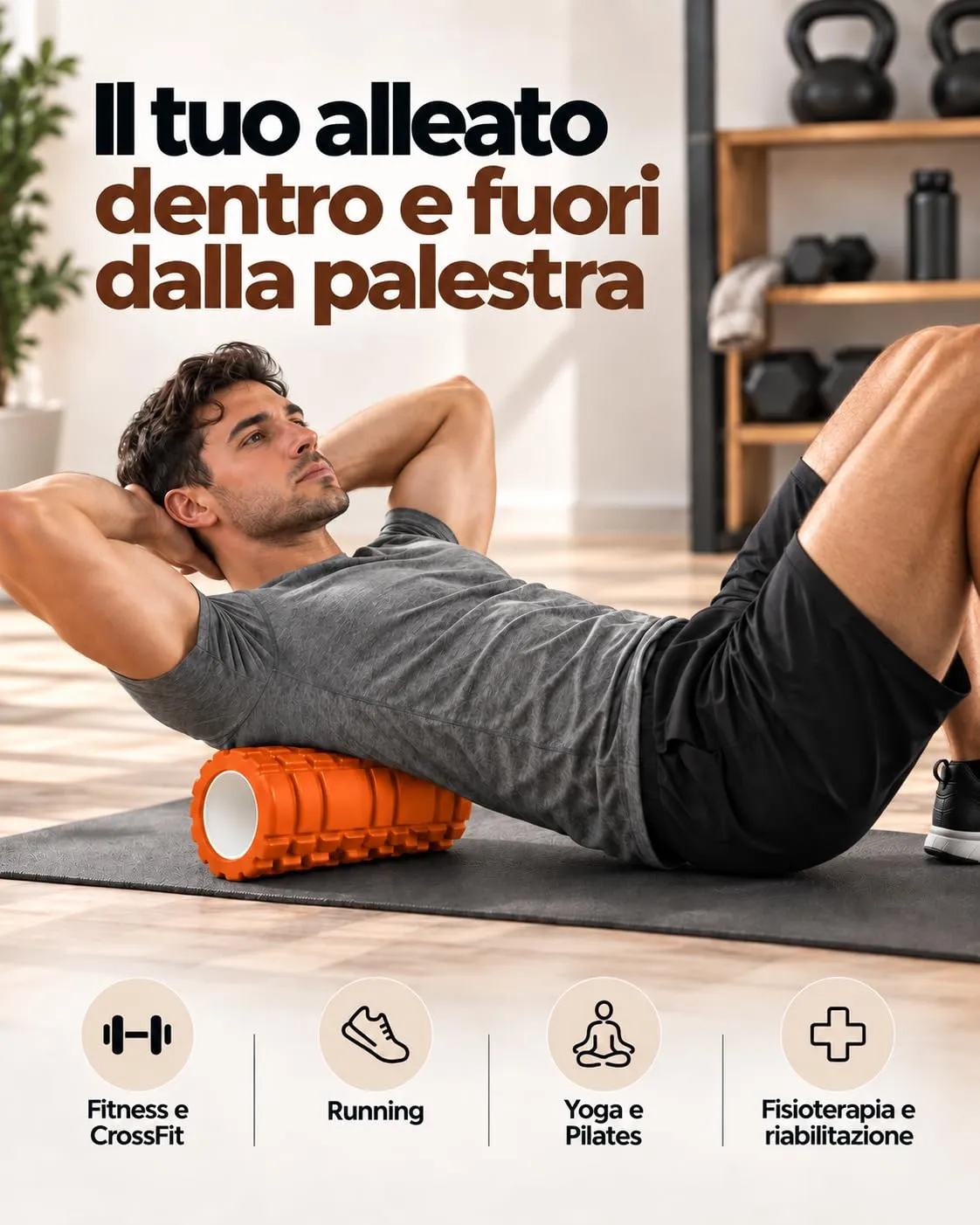 unycos Foam Roller, EVA Dura 33x14 cm, Arancione - immagine 5