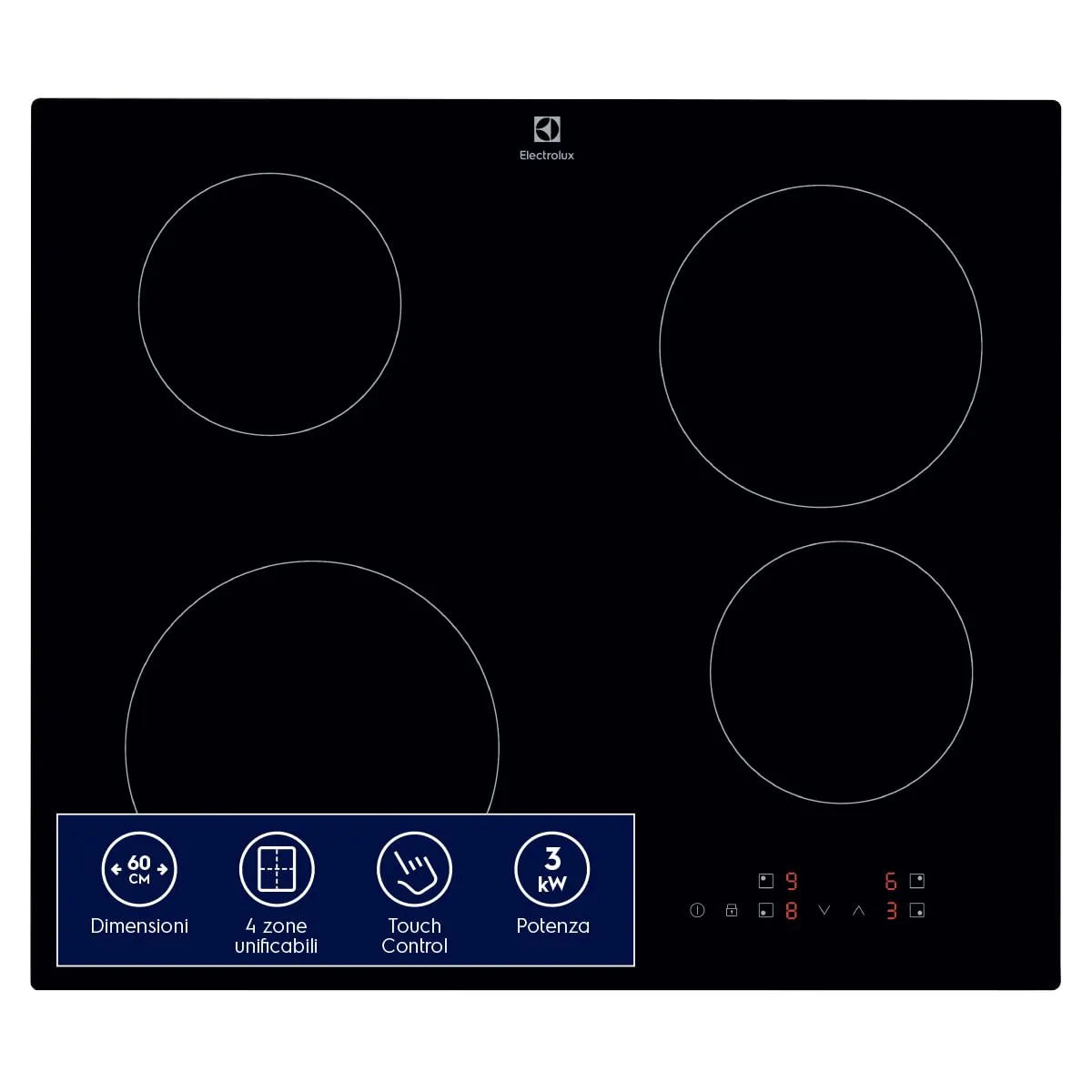 Electrolux Serie 300 Piano Cottura a Induzione EIB60424CK, 4 Fuochi, SliderTouch, 60 cm, Nero - immagine 1
