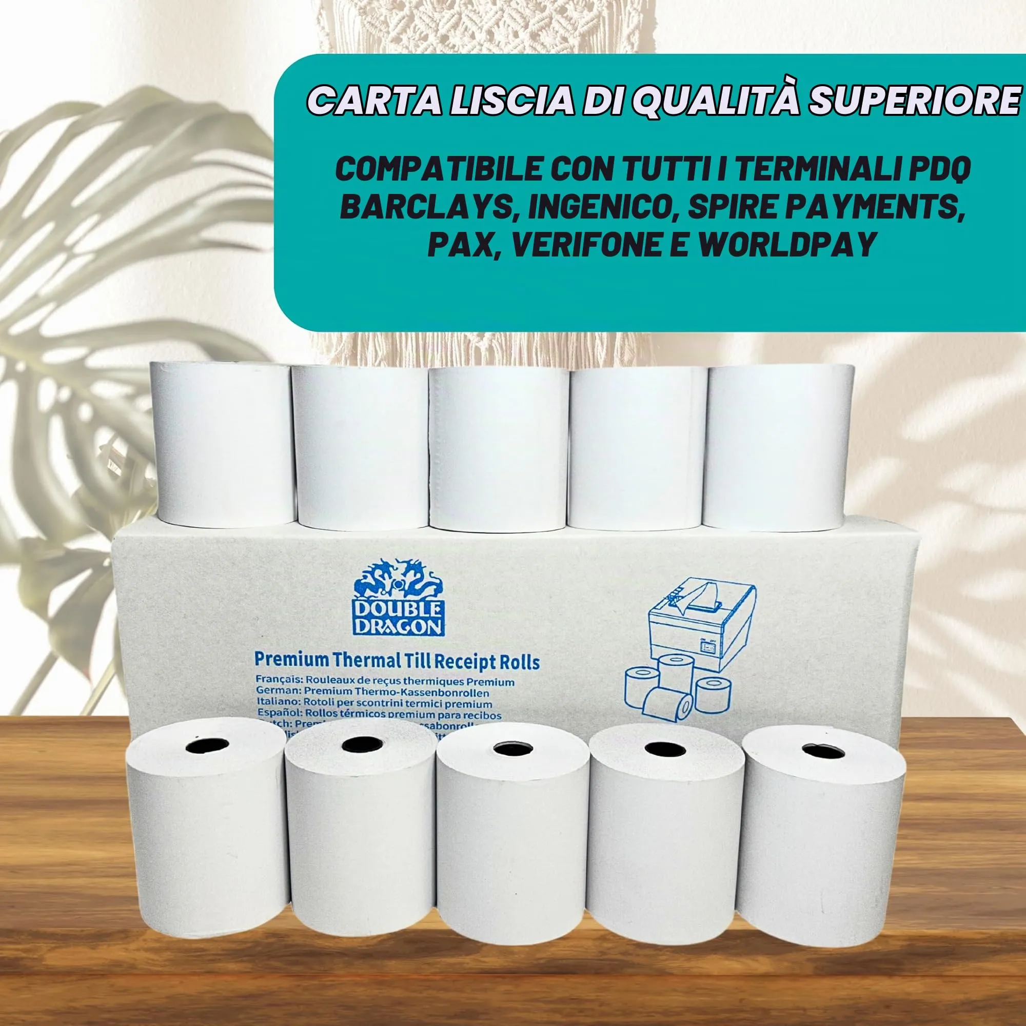 Double Dragon Carta Termica per Scontrini, 80 x 80 mm, Confezione da 5 Rotoli - immagine 3