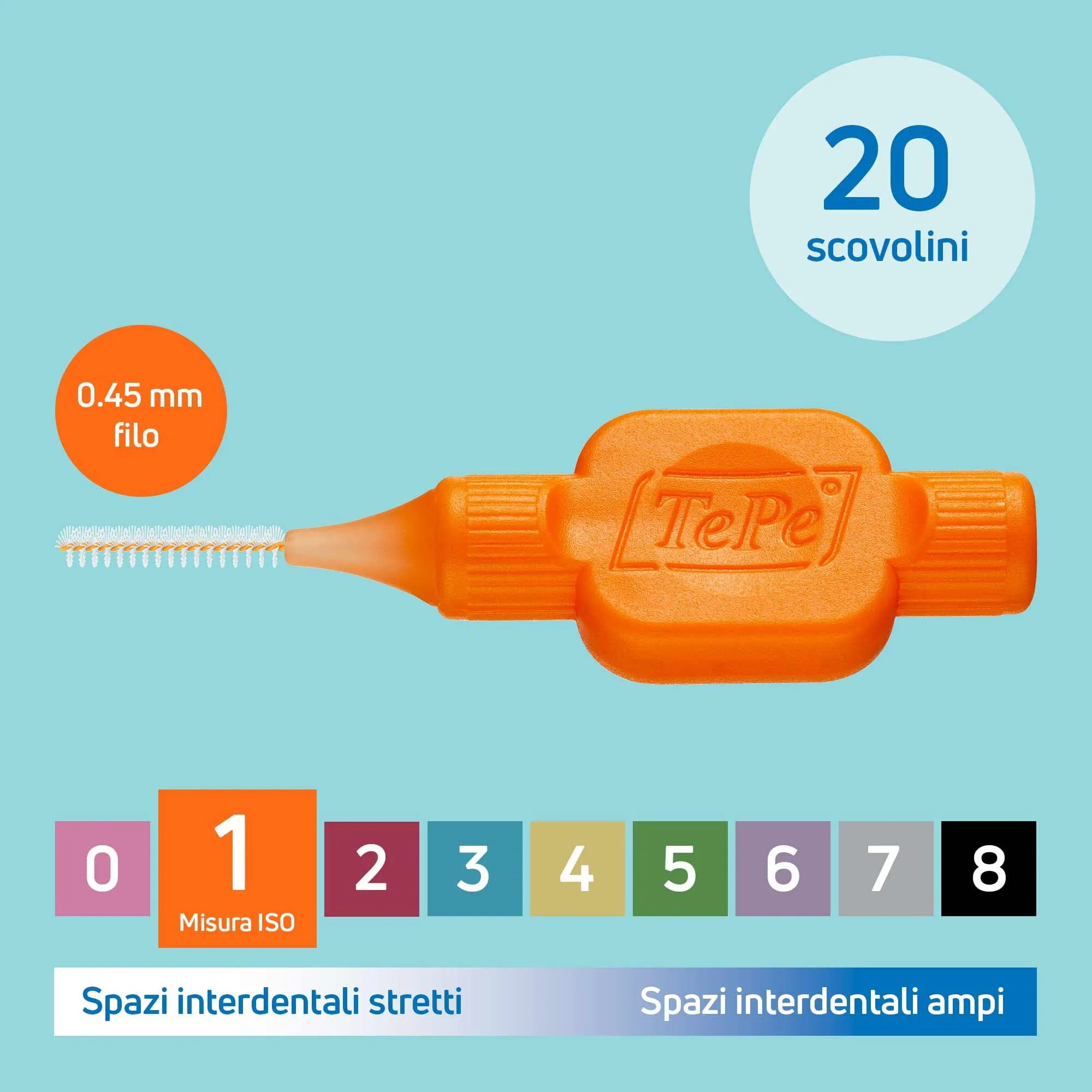 TePe Original Scovolini Interdentali, Arancione, 0.45mm (ISO 1), 20 pezzi - immagine 3