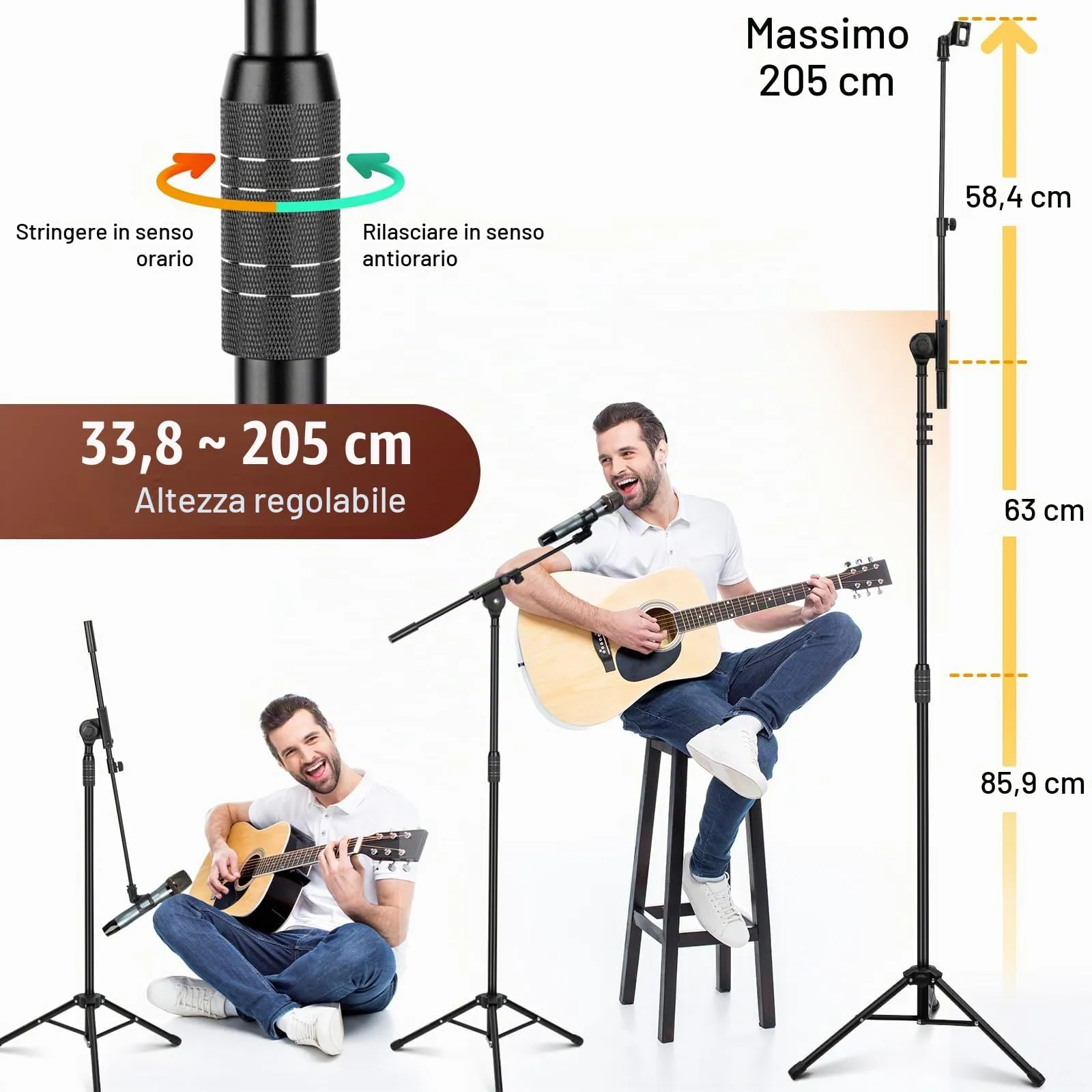 CAHAYA Asta a Giraffa per Microfono con Treppiede Altezza Regolabile CY0311 - immagine 6